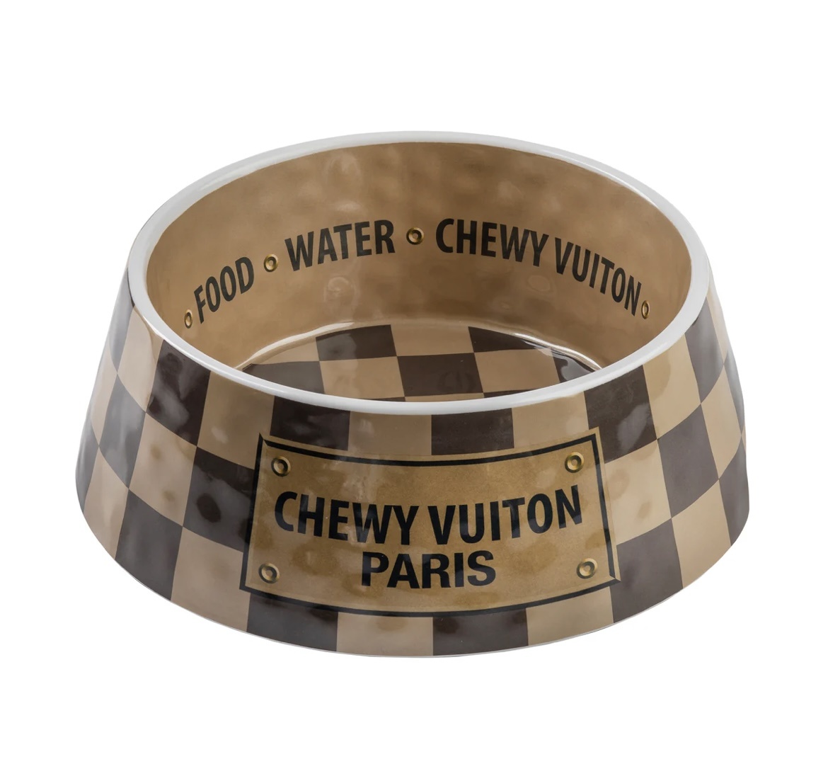 Haute Diggity Chewy V Brown Check Dog Bowl –