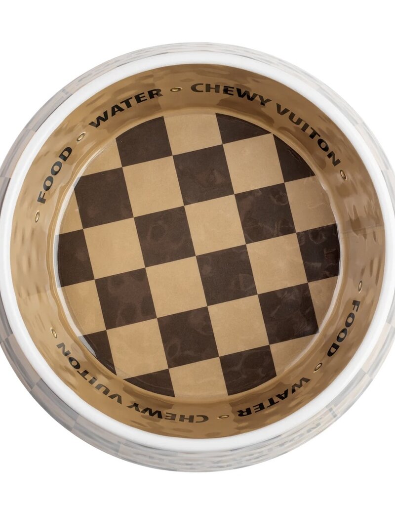 Haute Diggity Dog- Checker Chewy Vuiton Bowl