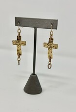 Diana Warner- Hammered Cross Earrings w/ two chains