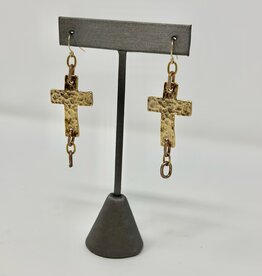 Diana Warner- Hammered Cross Earrings w/ two chains