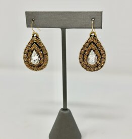 Diana Warner-Chelsea earring-large teardrop shaped earring with center teardop stone