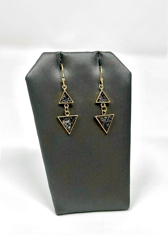 Brooksview Horticultural Black Diamond Double Triangle Earrings