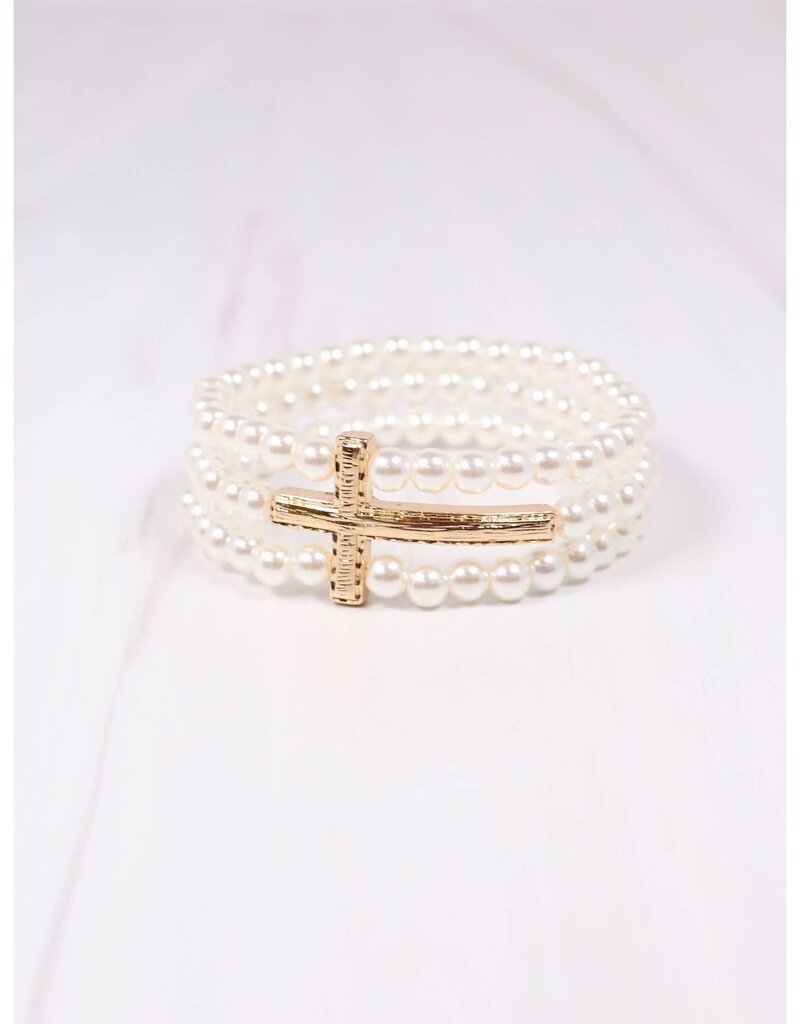 Caroline Hill Caroline Hill- Pearl Cross Bracelet