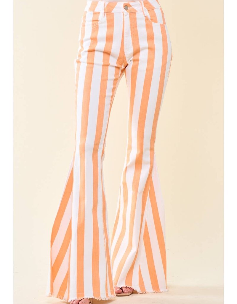 Saints & Hearts Saints & Hearts Papaya Striped Washed Denim Bell Bottoms