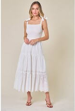 Saints & Hearts Saints & Hearts Off White Smocked Eyelet Maxi Dress