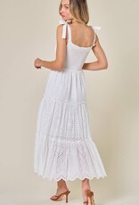 Saints & Hearts Saints & Hearts Off White Smocked Eyelet Maxi Dress