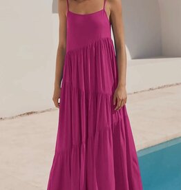 Rosa Rosa  Pleated Beach Slip Long Sun Maxi Dress