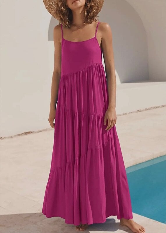 Rosa Rosa  Pleated Beach Slip Long Sun Maxi Dress