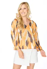 Stewart Simmons Stewart Simmons Abstract 3/4 Sleeve Orange & Grey