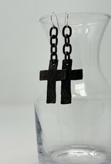 DW Gunmetal Hammered Cross Earring