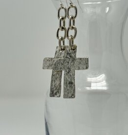 DW Silver Hammered Cross Earring