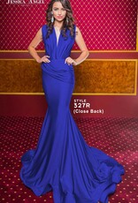 Sleeveless Long Mermaid Style Formal Gown with Draped Pleating
