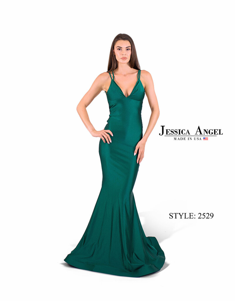 Sleek Form Fitting Gown with Criss Cross Back