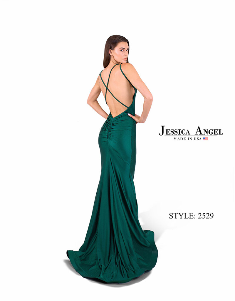 Sleek Form Fitting Gown with Criss Cross Back