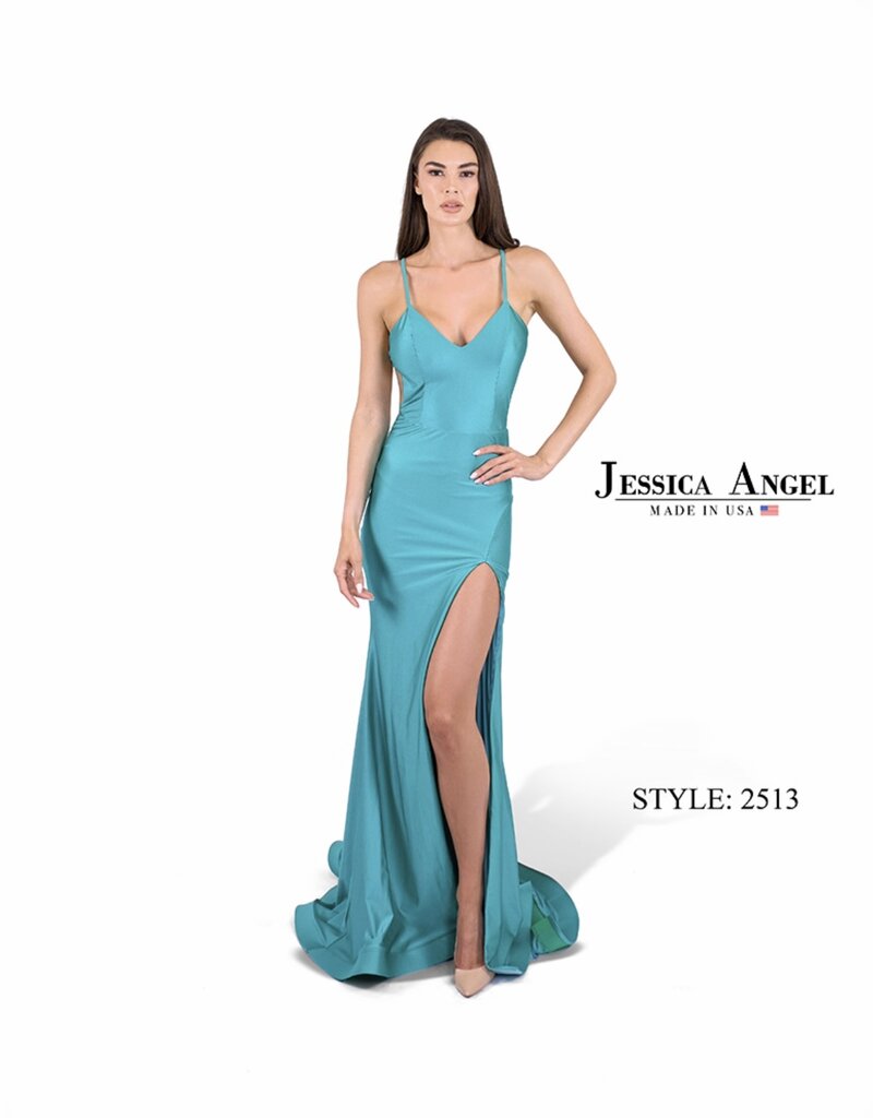 Fitted Formal Gown with Crossed Straps on Back