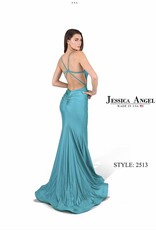 Fitted Formal Gown with Crossed Straps on Back