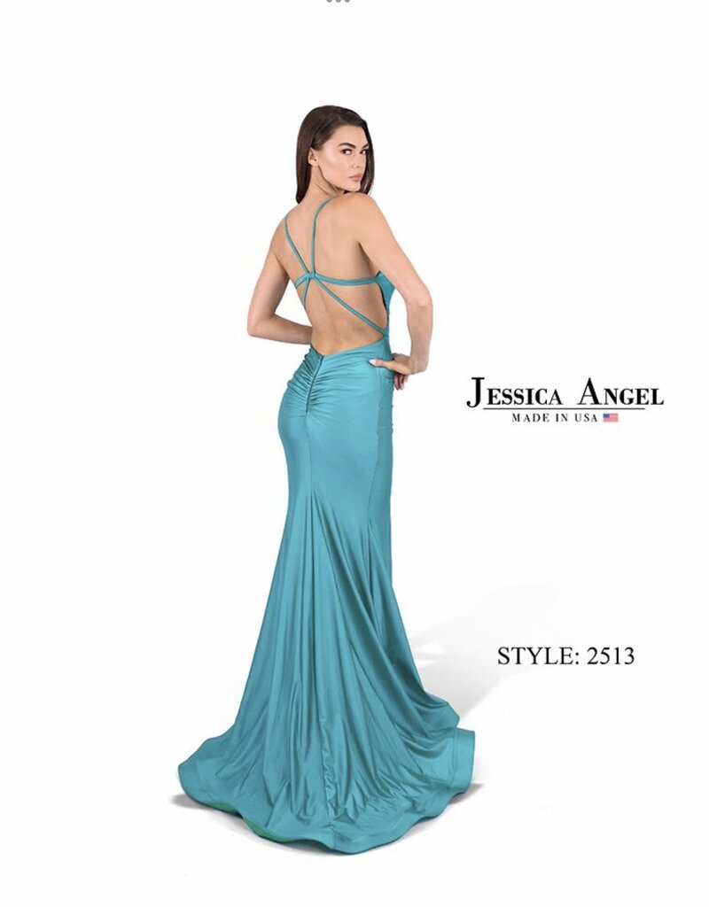 Fitted Formal Gown with Crossed Straps on Back