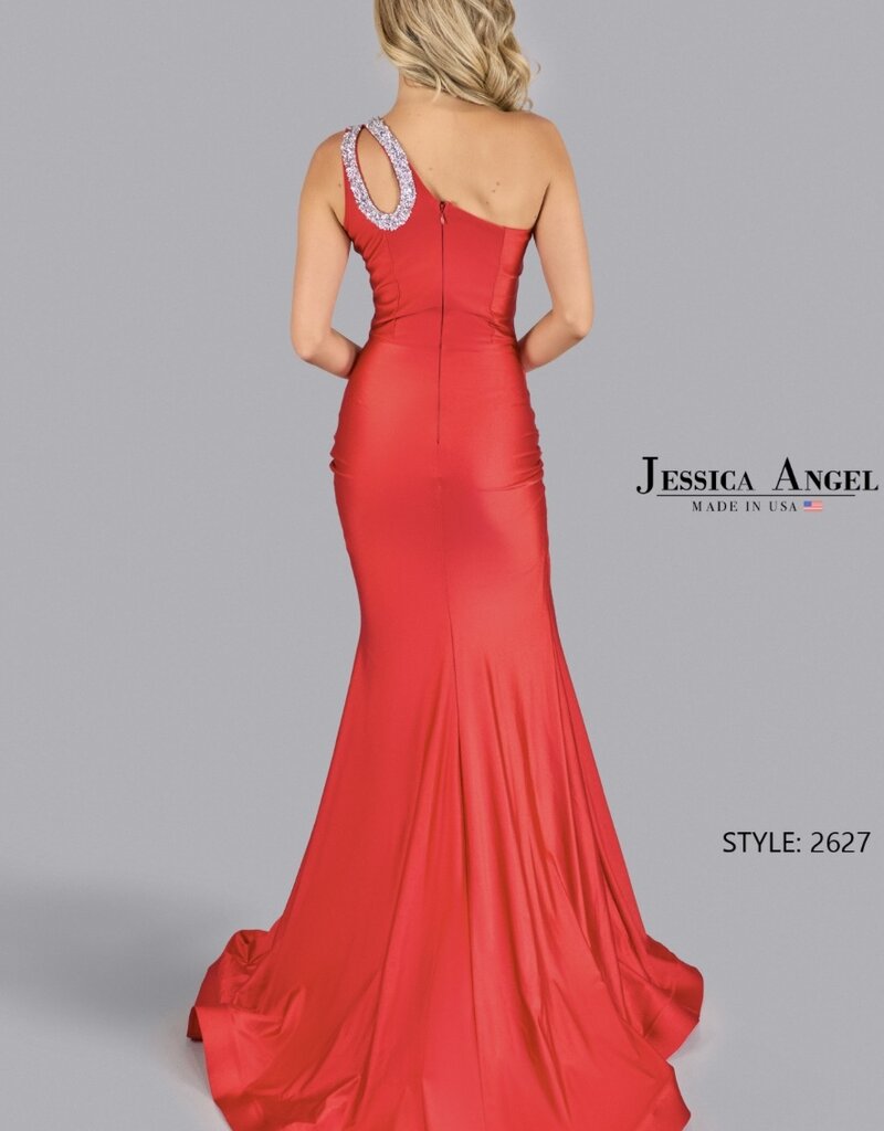 One Shoulder Formal Gown with Asymmetrical Neckline