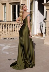 Long Formal Gown with Asymmetrical Neckline and Beaded Straps