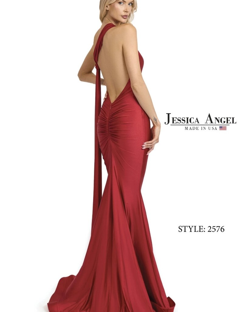 One Shoulder Formal Gown with Open Back Design