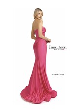 Strapless Formal Gown with Thigh Slit and Corset Bodice