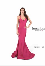 Full Length Formal Gown with Fitted Silhouette and Criss Cross Back