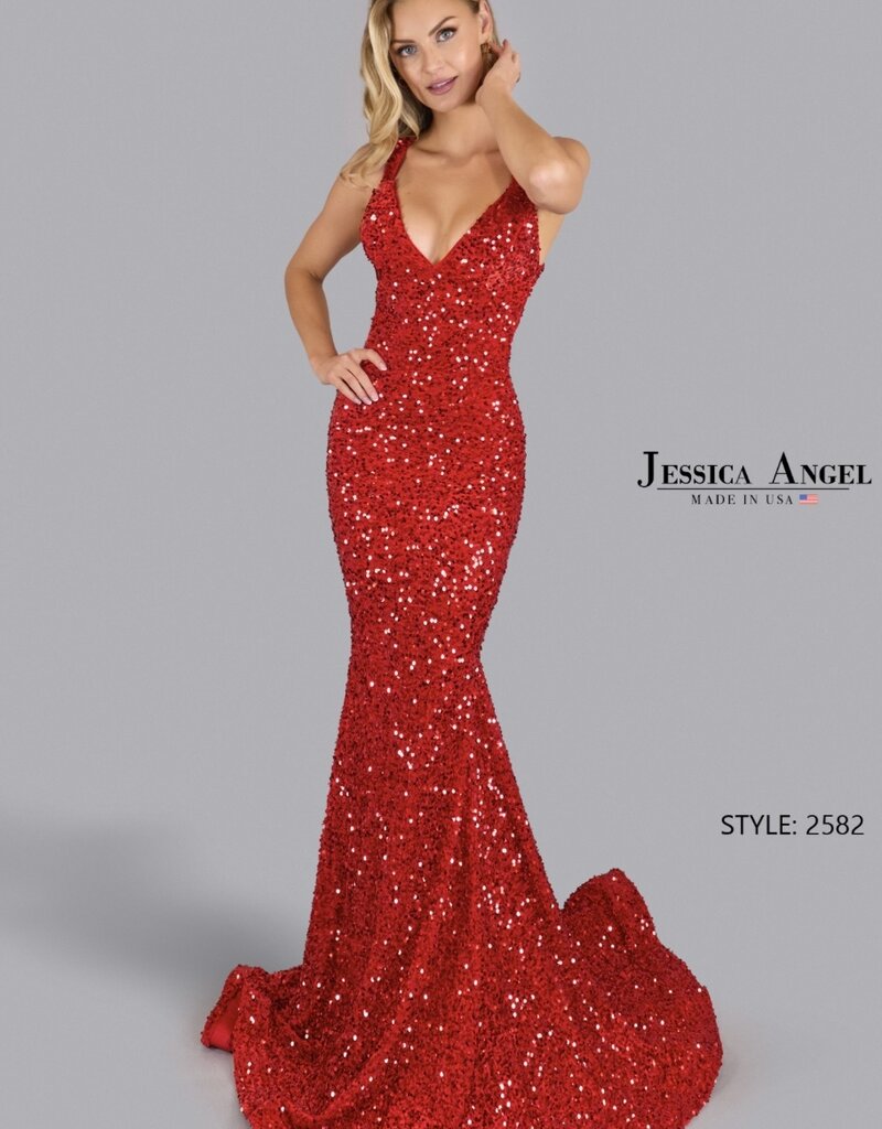 Breathtaking Long Formal Gown with Plunging V Neckline and Thick Straps