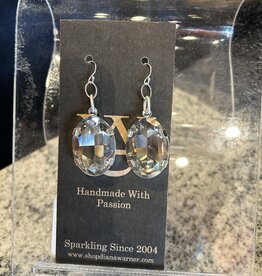 Diana Warner- Large Oval Swarovski Crystal Earrings