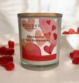 Woodsy Homelife Champagne & Pink Raspberries Vintage Watercolor Candle