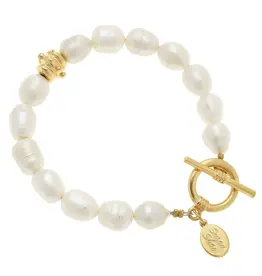 susan shaw Susan Shaw- Baroque Genuine Freshwater Pearl Toggle Bracelet