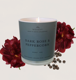 Woodsy Homelife Dark Rose & Peppercorn Soy Candle Wooden Wick