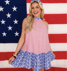 Brianna Cannon Brianna Cannon- Seersucker Halter Dress