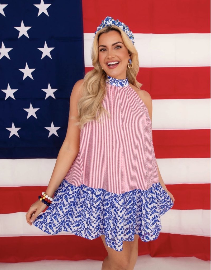 Brianna Cannon Brianna Cannon- Seersucker Halter Dress