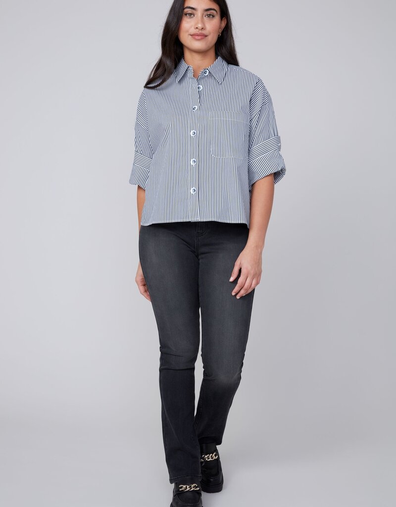 Renuar Renuar R5213 Striped Woven Blouse
