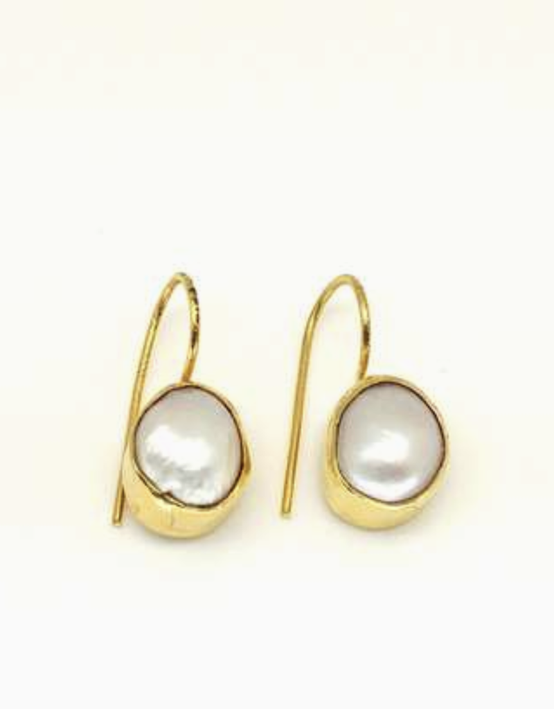 Zeyzey Zeyzey Pearl Handmade Gold Earrings
