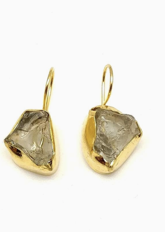 Zeyzey Zeyzey Rough Green Amethyst Handmade Earring