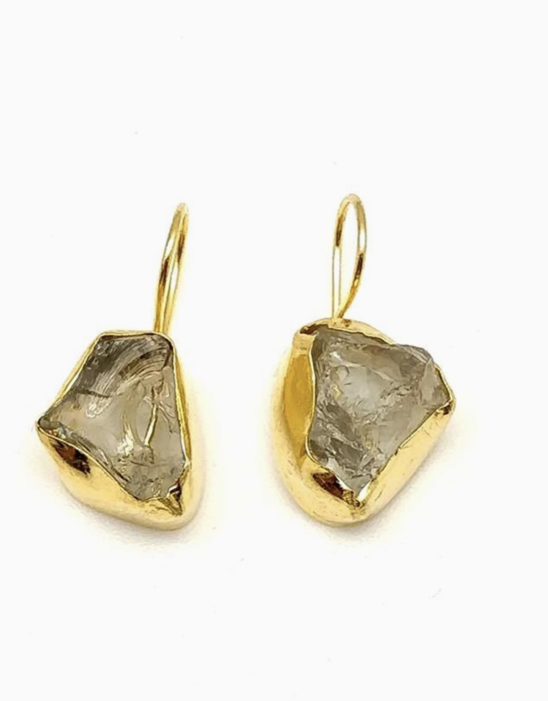 Zeyzey Zeyzey Rough Green Amethyst Handmade Earring