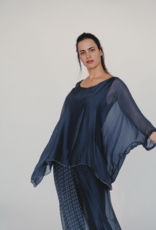 Dance in Paris Italian Silk Blouse w/ Metallic Trim