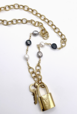 VB&CO Designs VB & CO LV Lock Freshwater Pearl Necklace