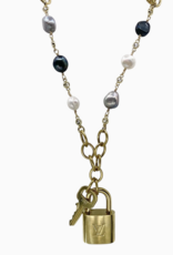 VB&CO Designs VB & CO LV Lock Freshwater Pearl Necklace