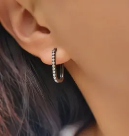 HolyBang HolyBang Jewelry- Crystal Rectangle Hoop Earring