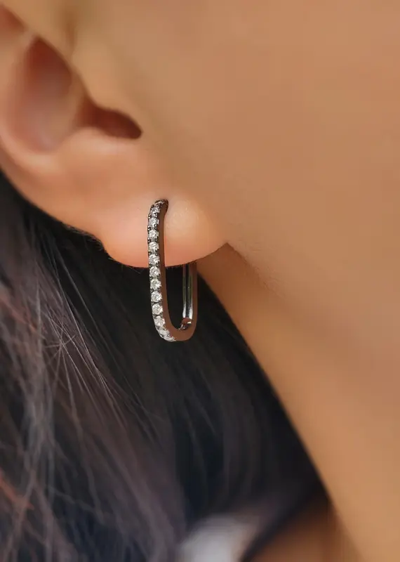 HolyBang HolyBang Jewelry- Crystal Rectangle Hoop Earring