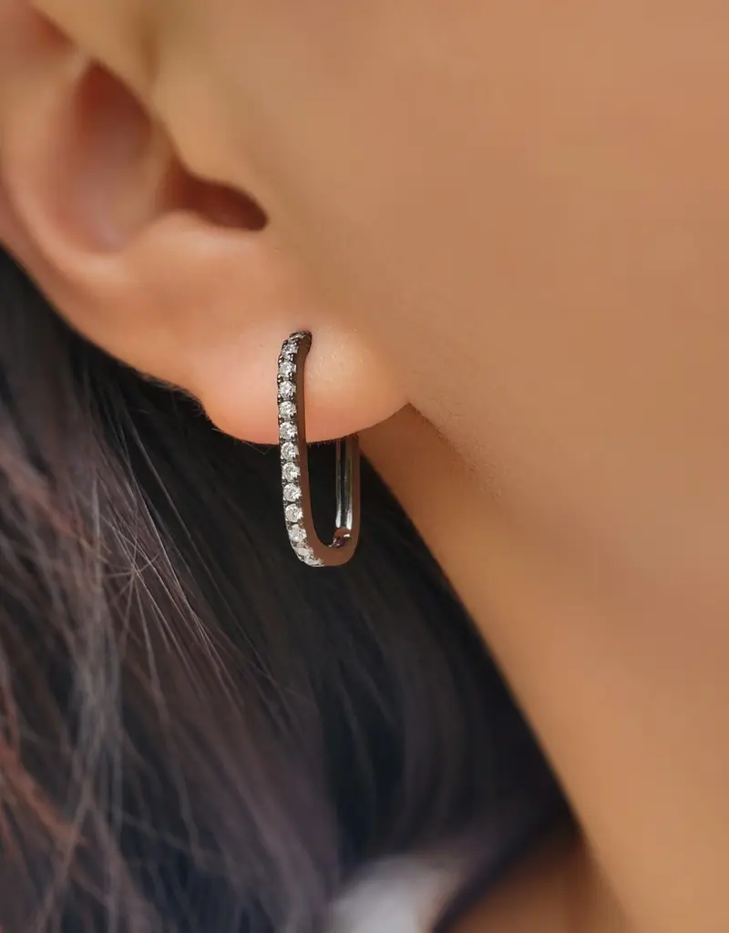 HolyBang HolyBang Jewelry- Crystal Rectangle Hoop Earring