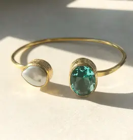 Chakarr Chakarr 2 Stone Bangle Aqua Pearl