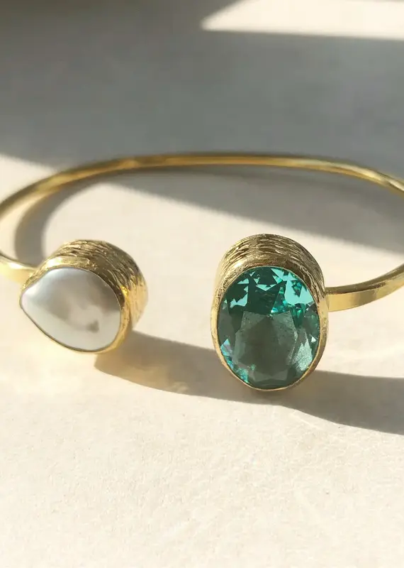 Chakarr Chakarr 2 Stone Bangle Aqua Pearl