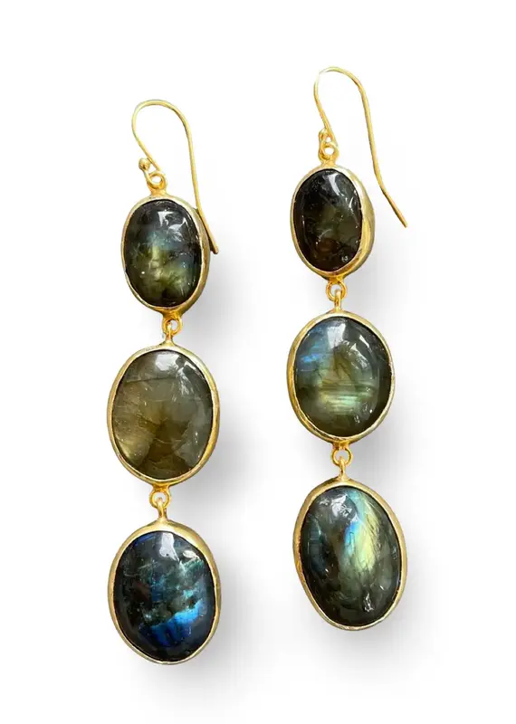Chakarr Chakarr 3 Drop Labradorite Earring