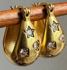 Anokhi Green- Star Hoops-Gold Hoops-Diamond Zircon