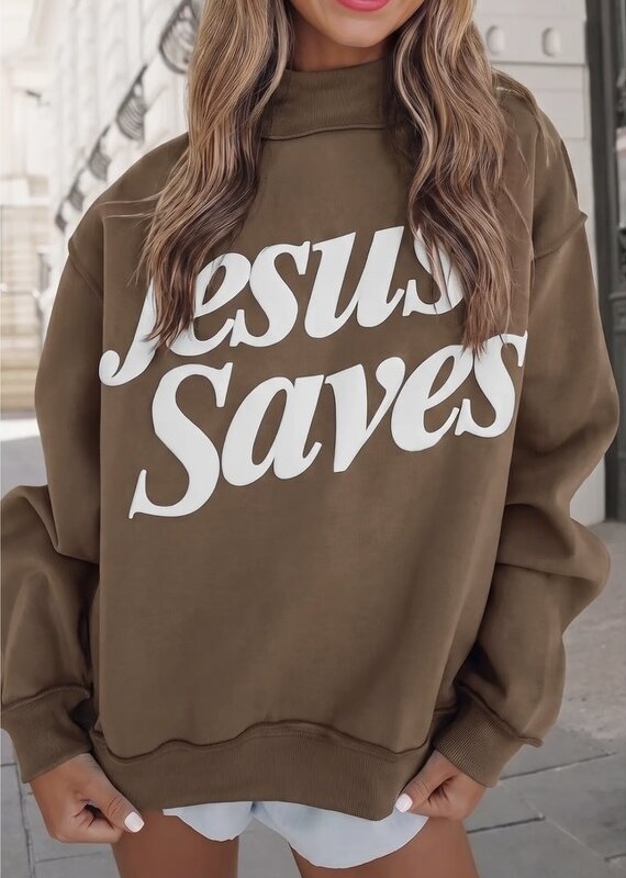 faire Jesus Saves Mock Neck Sweatshirt