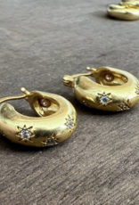 Anokhi Green- Star Hoops-Gold Hoops-Diamond Zircon