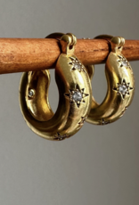 Anokhi Green- Star Hoops-Gold Hoops-Diamond Zircon